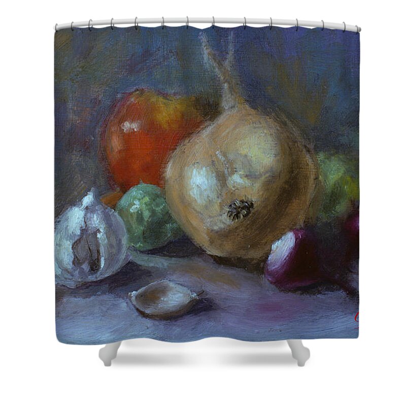 Vegetable Still Life Shower Curtain featuring the photograph Still-life by George Tuffy