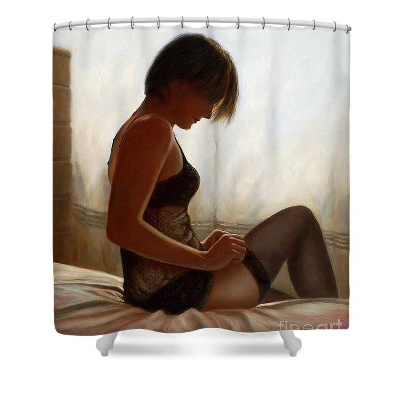 Paintings Shower Curtain featuring the painting Stockings by John Silver