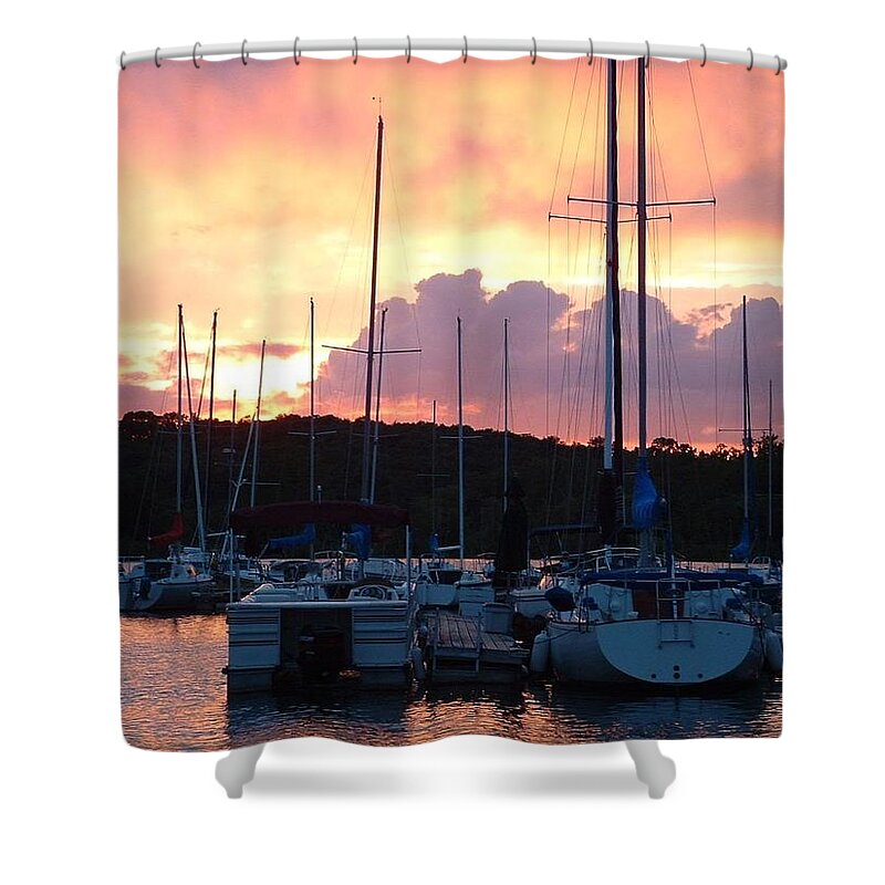 Sailboats Shower Curtain featuring the photograph Stockton Sunset by Deena Stoddard