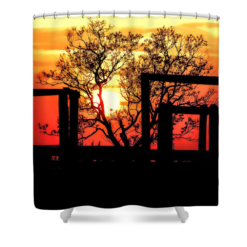 Texas Photograph Shower Curtain featuring the photograph Stockyard Sunset by Lucy VanSwearingen
