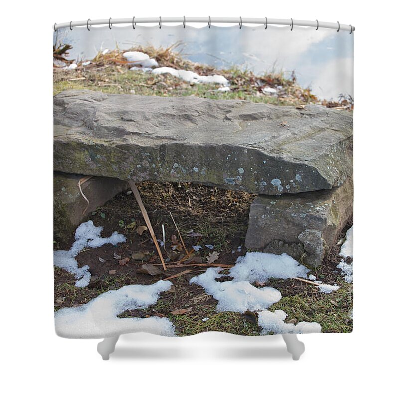 Water Shower Curtain featuring the photograph Stone Bench by William Norton