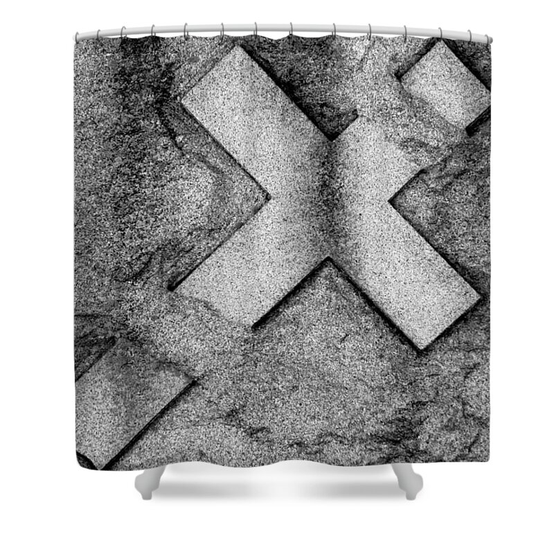 Dramatic Shower Curtain featuring the photograph Stone Cross by Art Dingo