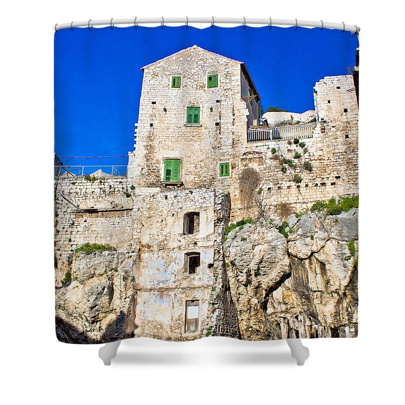 Croatia Shower Curtain featuring the photograph Stone house on the rock by Brch Photography