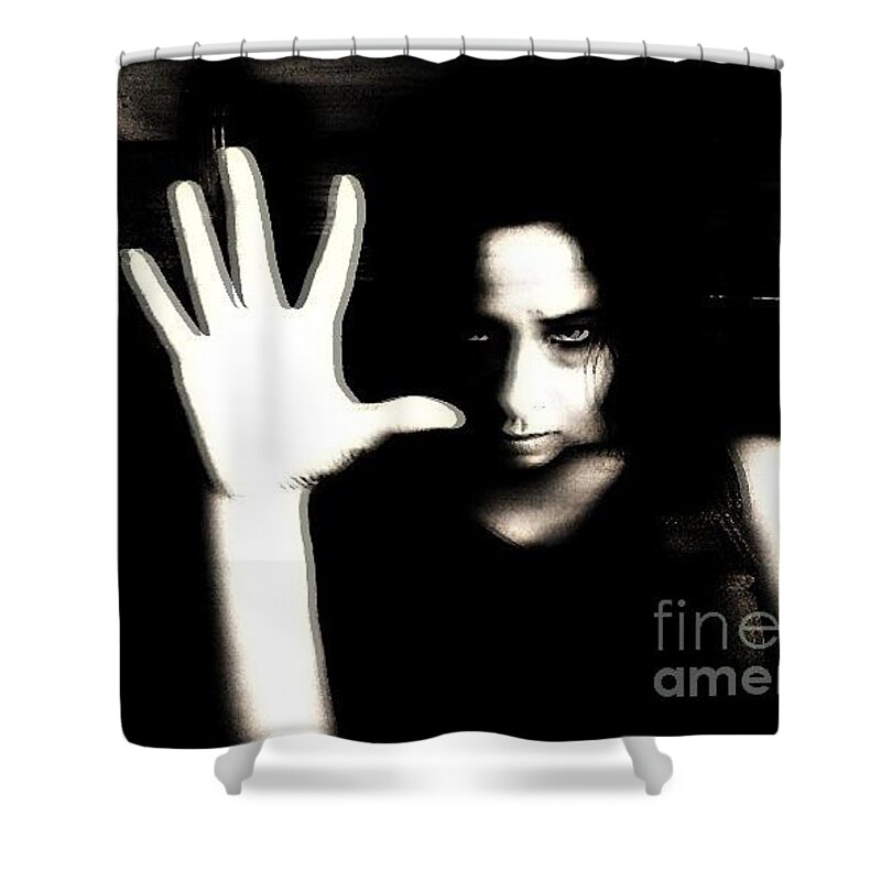 Black Shower Curtain featuring the photograph Stop by Jessica S