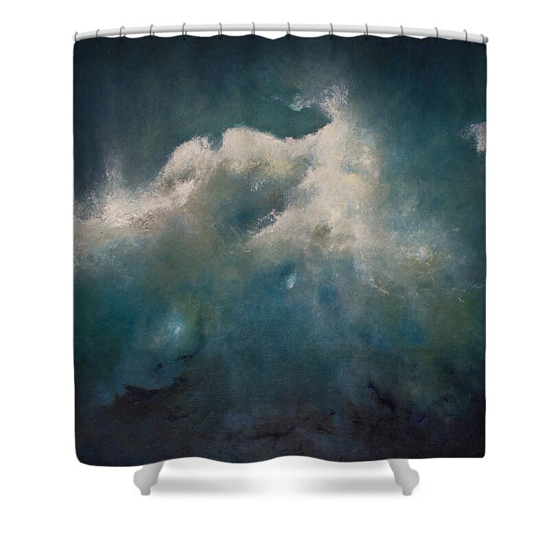 Derek Kaplan Art Shower Curtain featuring the painting Opt.28.14 Storm by Derek Kaplan