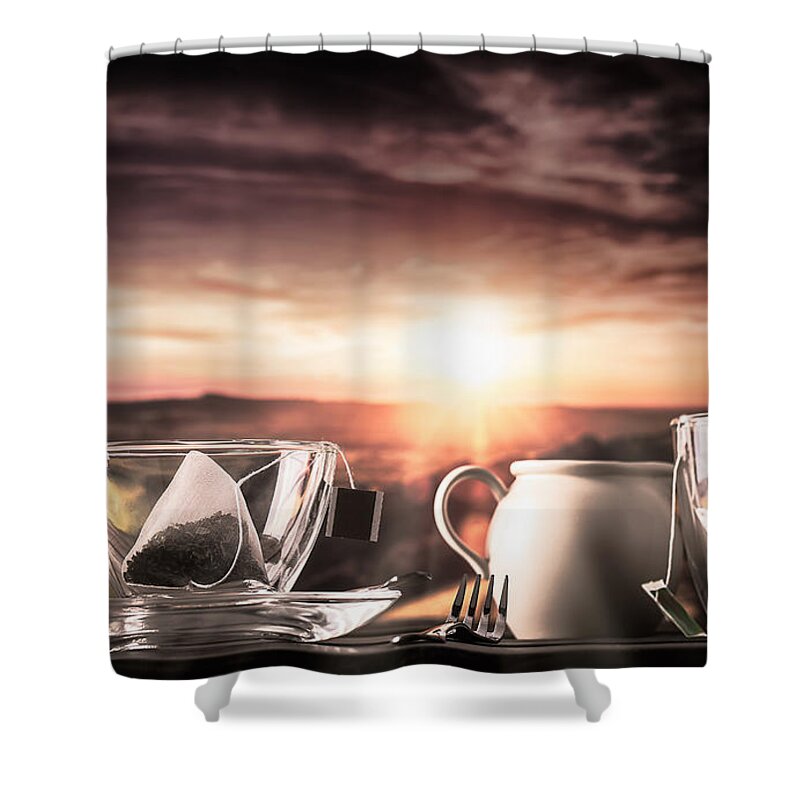 Tea Shower Curtain featuring the photograph Storm in a teacup by Simon Bratt