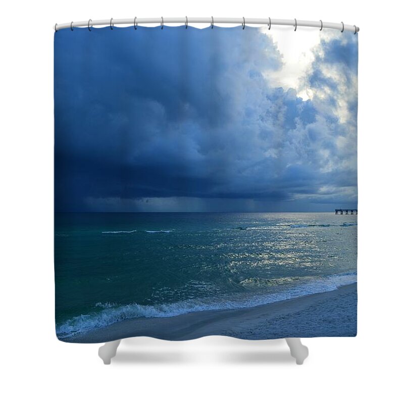 Storms Shower Curtain featuring the photograph Storms Brewing off Navarre Beach at Dawn by Jeff at JSJ Photography