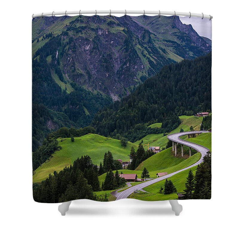 Austrian Alps Shower Curtain featuring the photograph Stormy Village of Schrocken - Austrian Alps by Gary Whitton