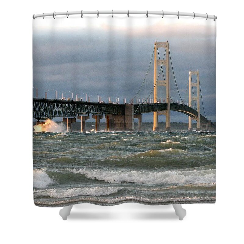 Storm Shower Curtain featuring the photograph Stormy Straits of Mackinac by Keith Stokes