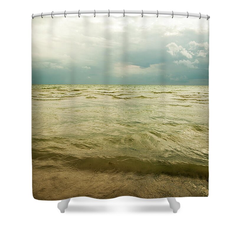 Scenics Shower Curtain featuring the photograph Stormy Water Landscape by Marlene Ford