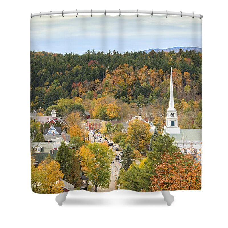 Vermont Shower Curtain featuring the photograph Stowe Vermont aerial by Ken Brown