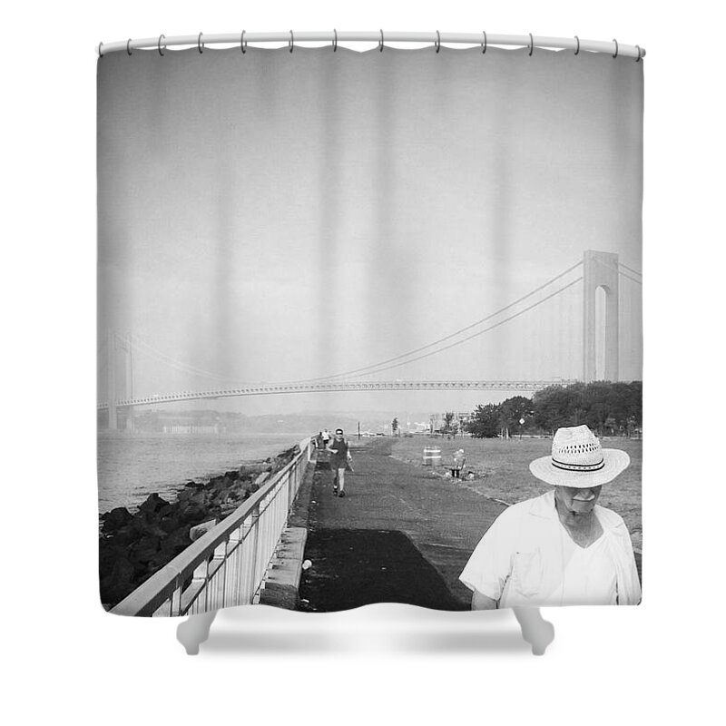 Verrazano Narrows Bridge Shower Curtain featuring the photograph Straw Hat by Frank Winters