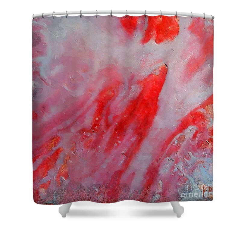 Abstract Shower Curtain featuring the painting Strawberry Ice cream by Dragica Micki Fortuna