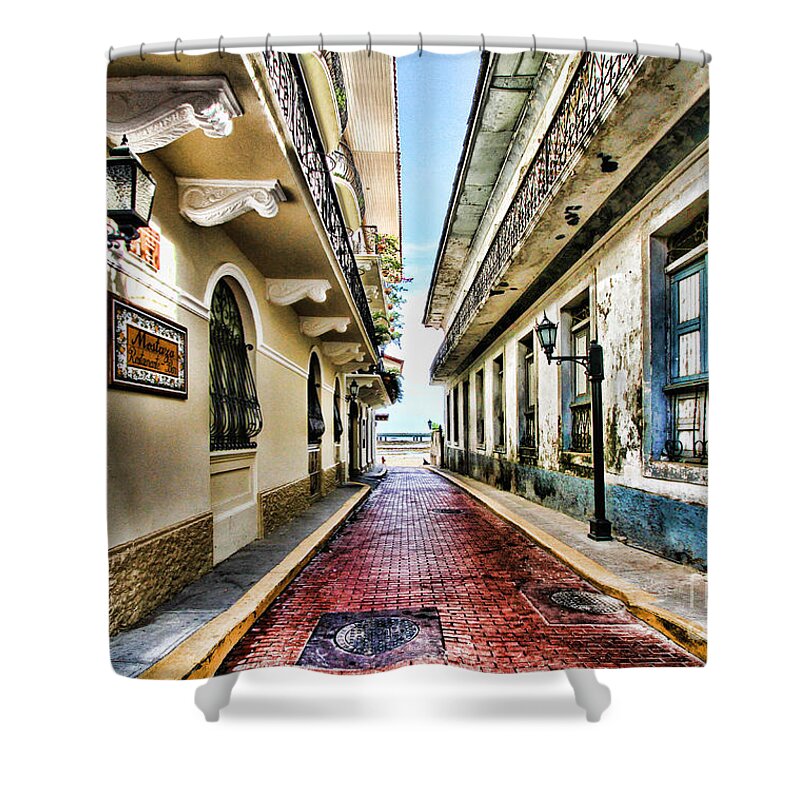Street Shower Curtain featuring the photograph Streets of El Casco Viejo 2 by Diana Raquel Sainz