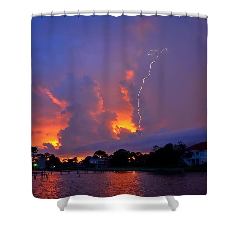 Sunset Shower Curtain featuring the photograph Strike Up the Middle at Sunset by Jeff at JSJ Photography