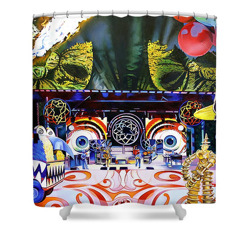 The String Cheese Incident Shower Curtain featuring the painting String Cheese at Horning's 2013 by Joshua Morton