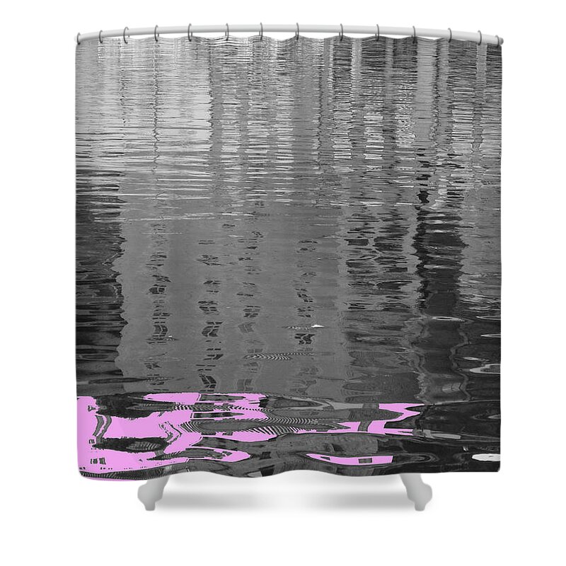 Augusta Stylianou Shower Curtain featuring the digital art Stripes in the Water by Augusta Stylianou
