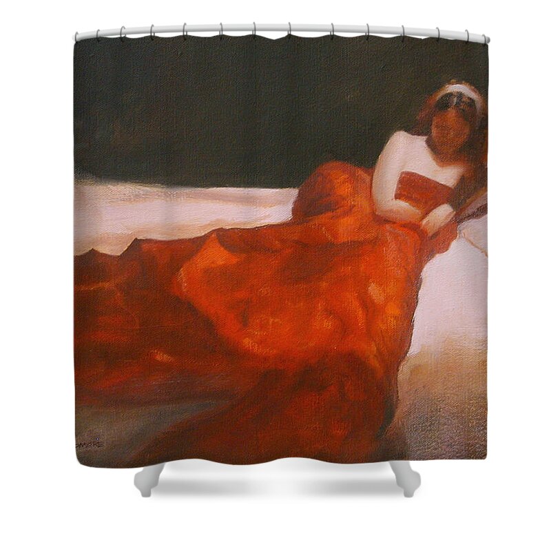 Sensuous Shower Curtain featuring the painting Study for Repose by David Ladmore