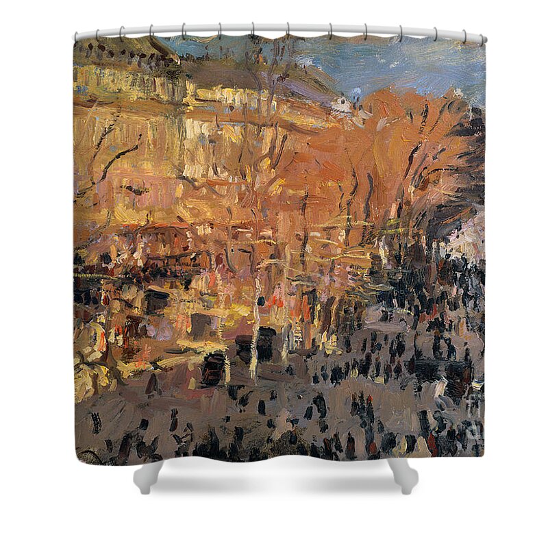 Claude Monet Shower Curtain featuring the painting Study for The Boulevard des Capucines by Claude Monet