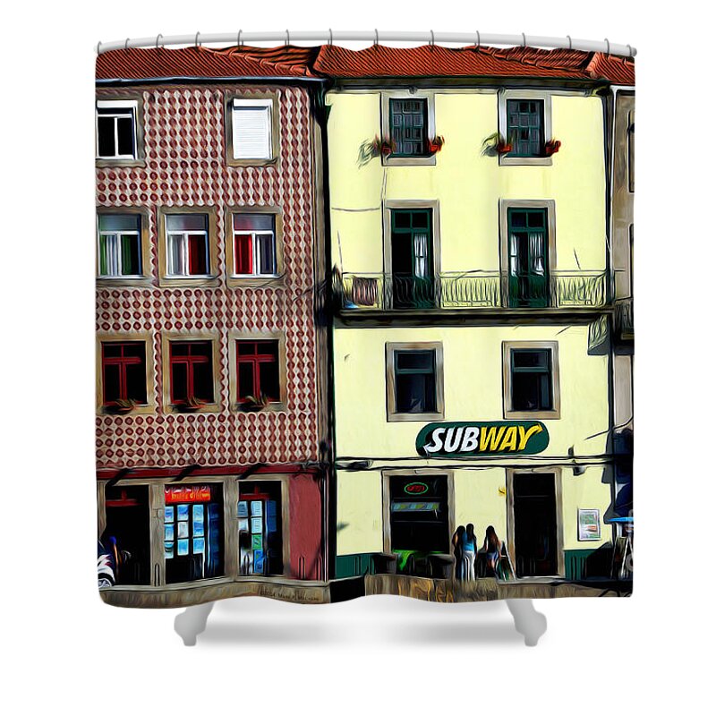 Subway - Oporto Shower Curtain featuring the digital art Subway - Porto by Mary Machare