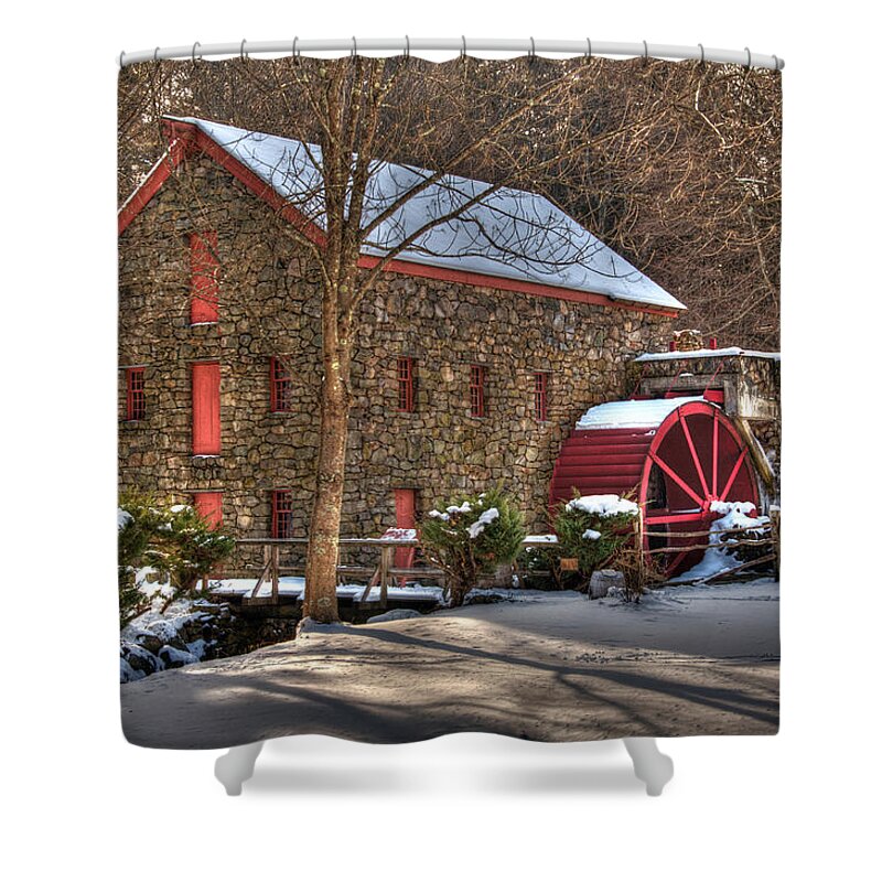 Sudbury Shower Curtain featuring the photograph Sudbury Wintery Grist Mill by Mark Valentine