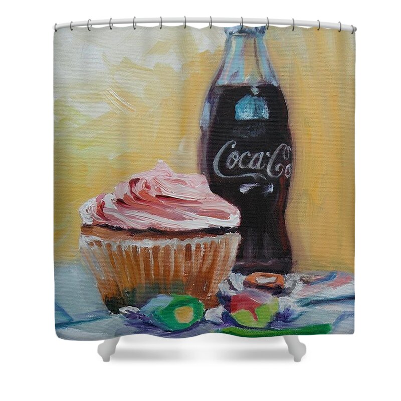 Coke Shower Curtain featuring the painting Sugar Overload by Donna Tuten