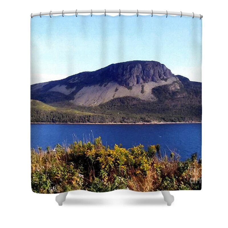 Sugarloaf Hill In Summer Shower Curtain featuring the painting Sugarloaf Hill in Summer by Barbara A Griffin