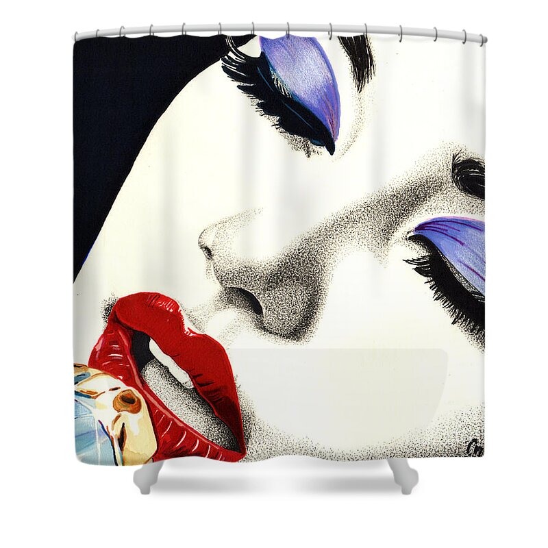 Music Shower Curtain featuring the drawing Sultry Sound by Cory Still