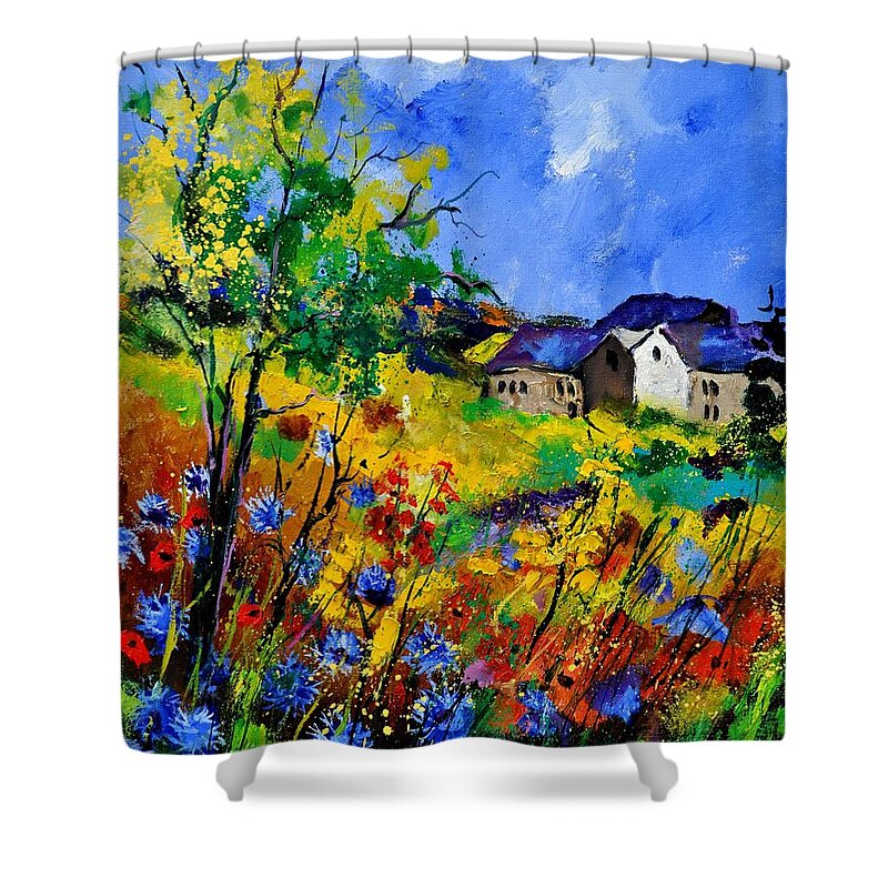 Landscape Shower Curtain featuring the painting Summer 673180 by Pol Ledent