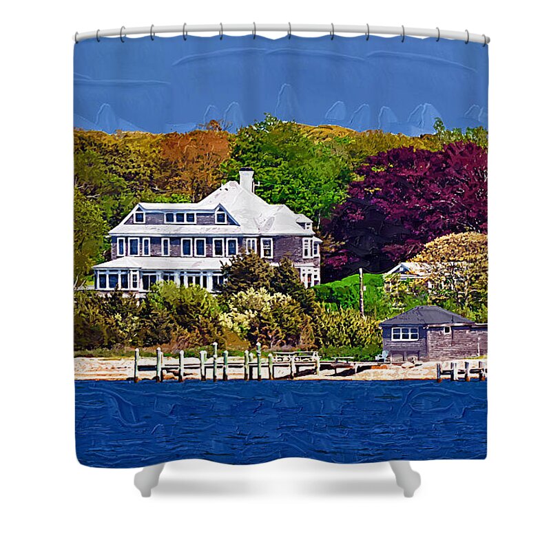 New-england Shower Curtain featuring the painting New England Summer Homes by Kirt Tisdale