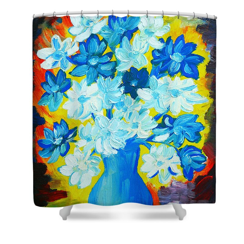 Daisies Shower Curtain featuring the painting Summer Daisies by Ramona Matei