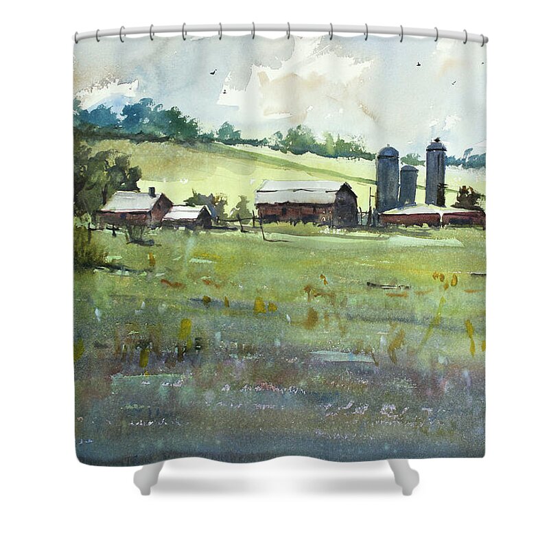 Ryan Radke Shower Curtain featuring the painting Summer Fields by Ryan Radke