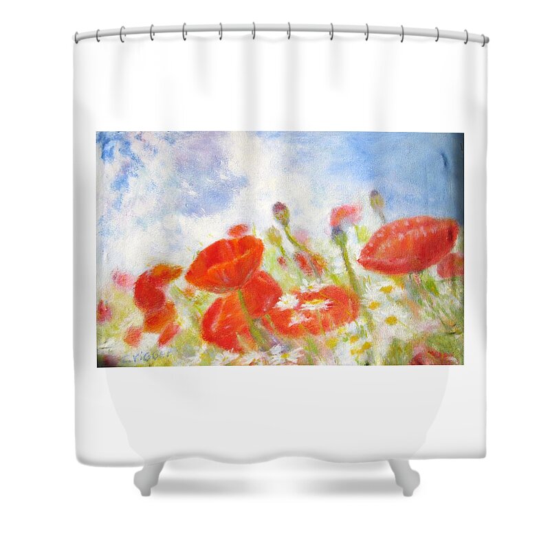 Impressionism Shower Curtain featuring the painting Summer Flowers by Glenda Crigger