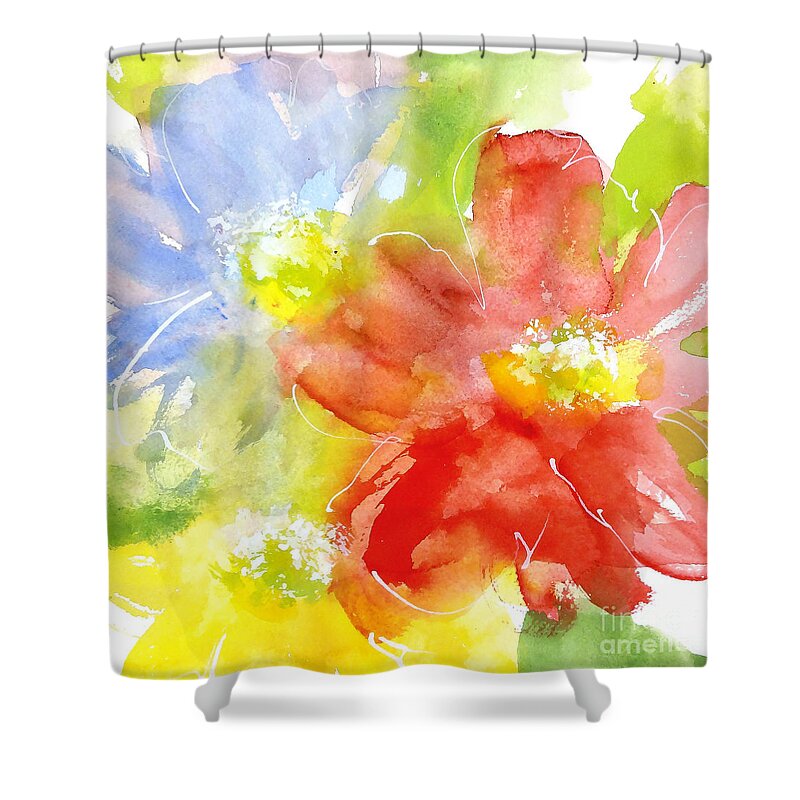 Original And Printed Watercolors Shower Curtain featuring the painting Summer Garden 2 by Chris Paschke