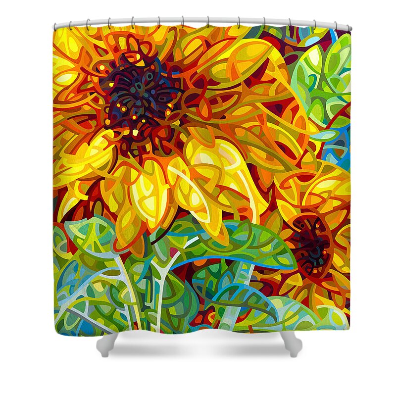 Summer Shower Curtain featuring the painting Summer in the Garden by Mandy Budan