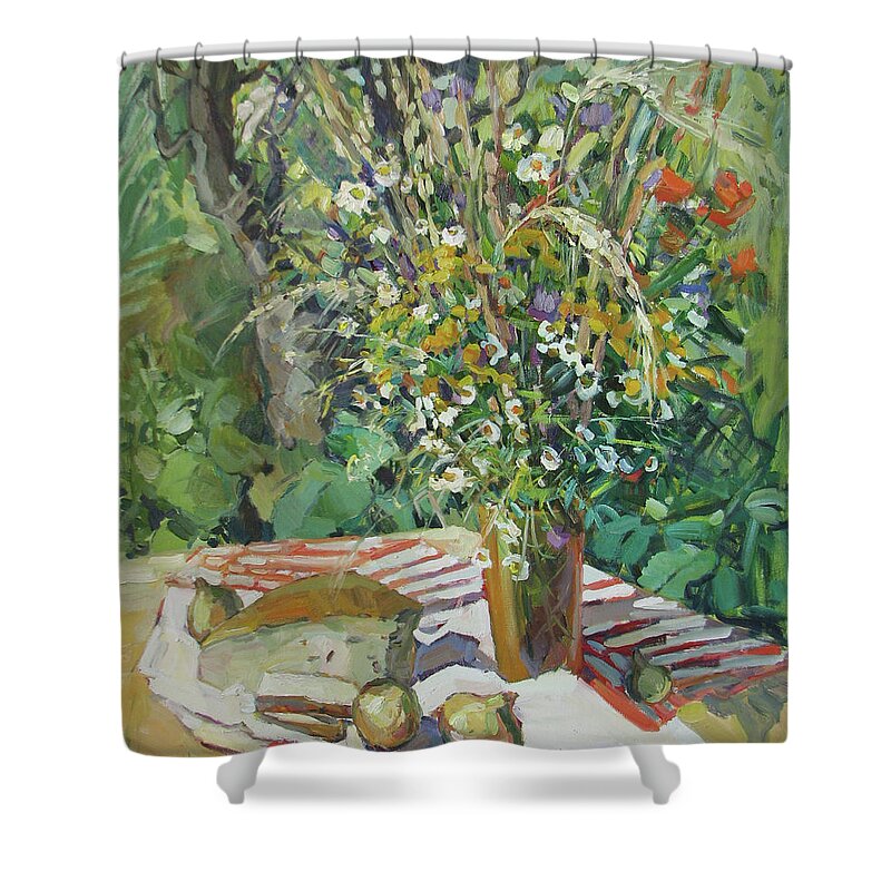 Lowers Shower Curtain featuring the painting Summer by Juliya Zhukova