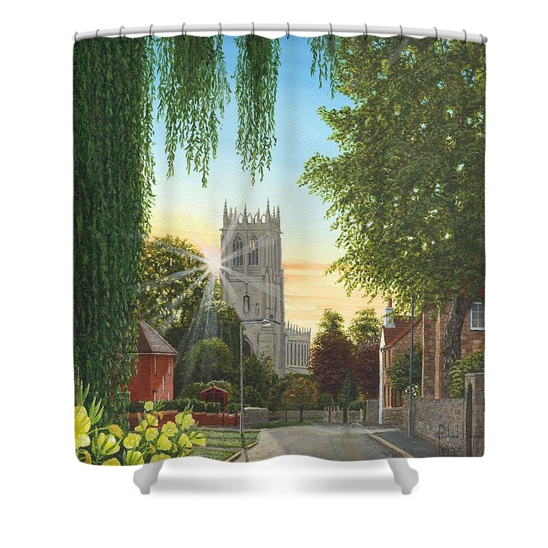 Landscape Shower Curtain featuring the painting Summer Morning St. Mary by Richard Harpum