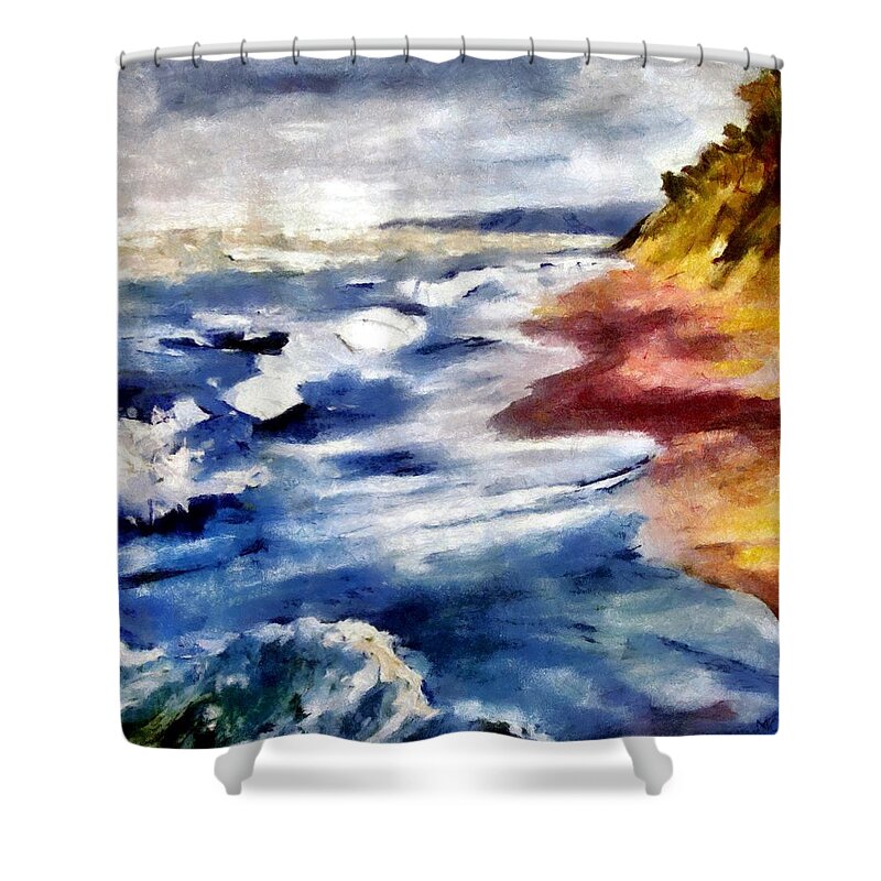 Whitecaps Shower Curtain featuring the painting Summer Tempest by Michelle Calkins