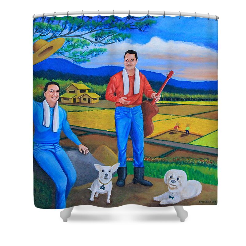 All Products Shower Curtain featuring the painting Summer View by Lorna Maza