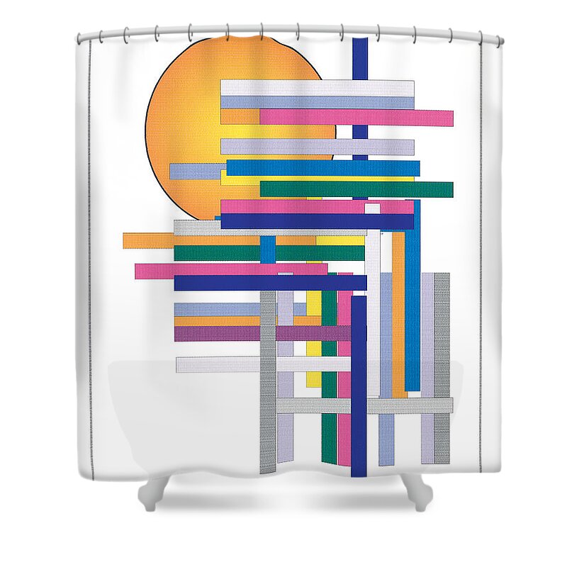 Contemporary Shower Curtain featuring the digital art Sun City by Bjorn Sjogren