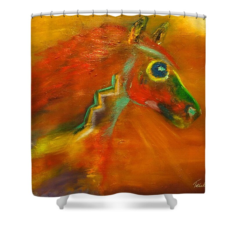 Bright Horse Shower Curtain featuring the painting Sun Dance by Barbie Batson