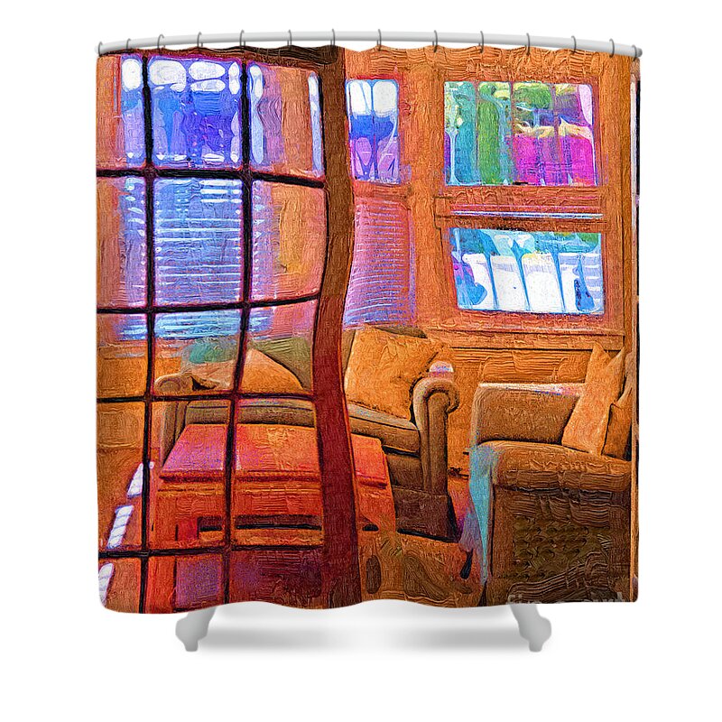 Abstract Shower Curtain featuring the digital art Sun Porch by Kirt Tisdale