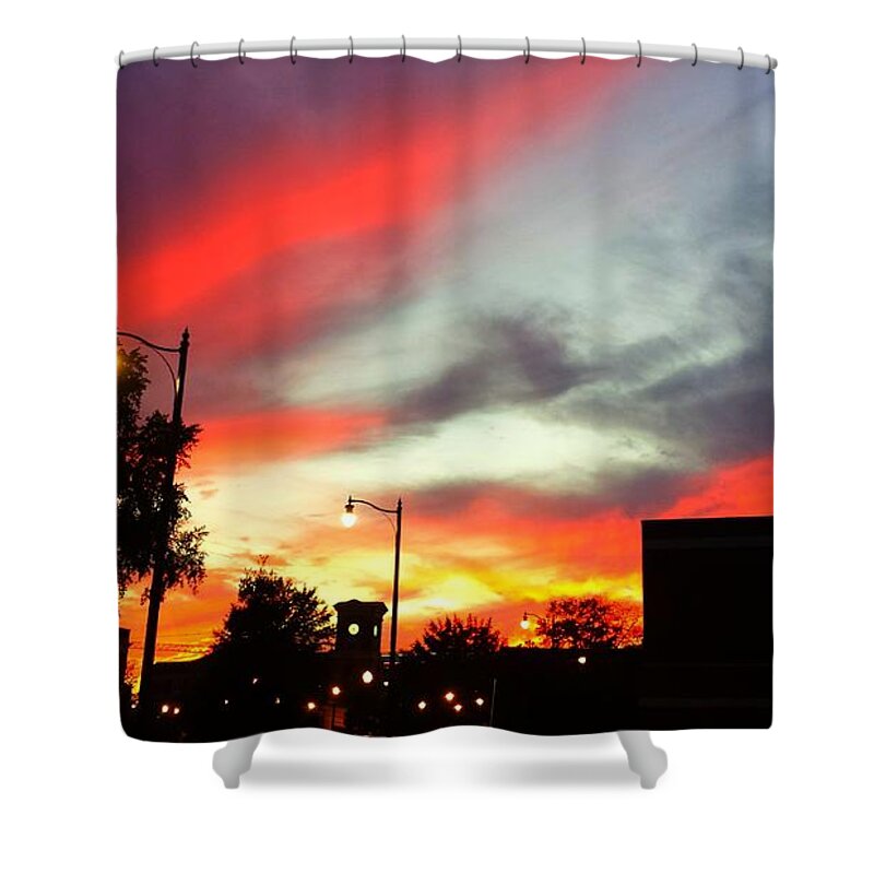 Gameday Shower Curtain featuring the photograph Sun Sets on Aggies by Kenny Glover