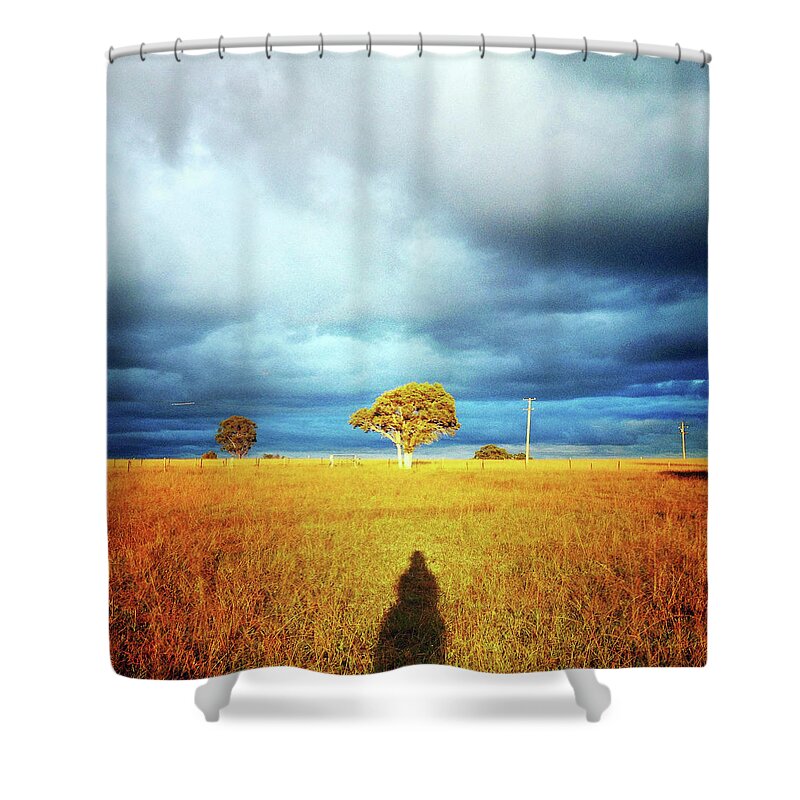 Tranquility Shower Curtain featuring the photograph Sun Shines On The Golden Grass In by Photography By Bobi