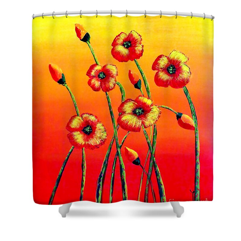 Sun Worshiper Shower Curtain featuring the painting Sun Worshipers by Tim Townsend