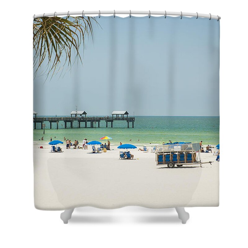 Clearwater Beach Shower Curtain featuring the photograph Sunbathing At Clearwater Beach by Carolyn Marshall