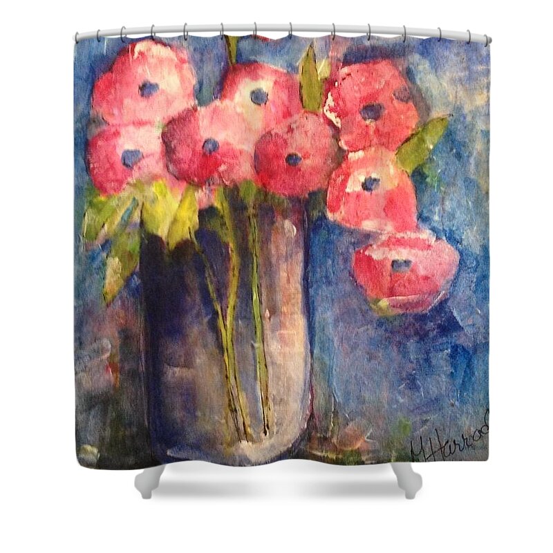 Floral Shower Curtain featuring the painting Sunday Painting by Sherry Harradence