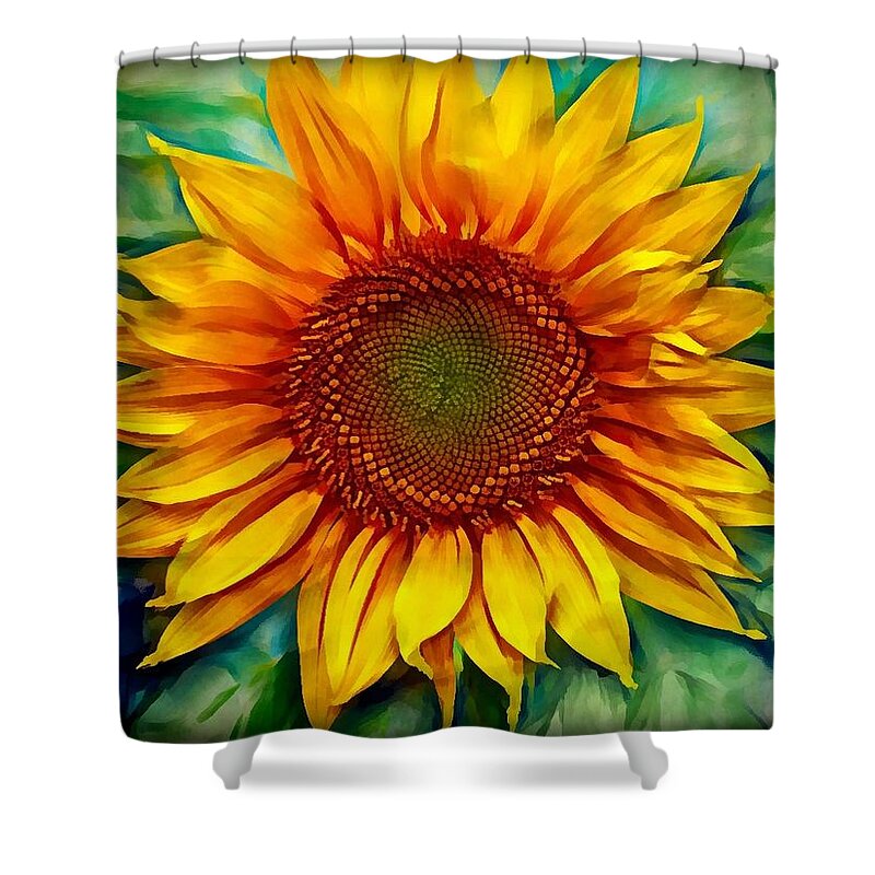 Sunflower Shower Curtain featuring the photograph Sunflower - paint edition by Lilia S
