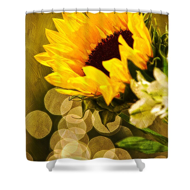 Sunflower Shower Curtain featuring the photograph Sunflower And The Lights by Sandi OReilly