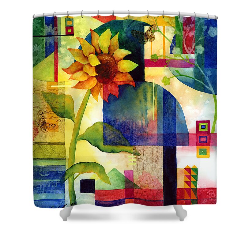 Sunflower Shower Curtain featuring the painting Sunflower Collage by Hailey E Herrera